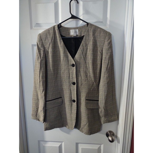 Casual Corner Jackets & Blazers - Casual Corner Dress Jacket Size 14 Gray Black Accent Button and Pocket Trim